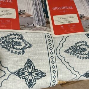 Opalhouse Set of 2 White &. Blue Medallion 50” x 84” Curtain Panels